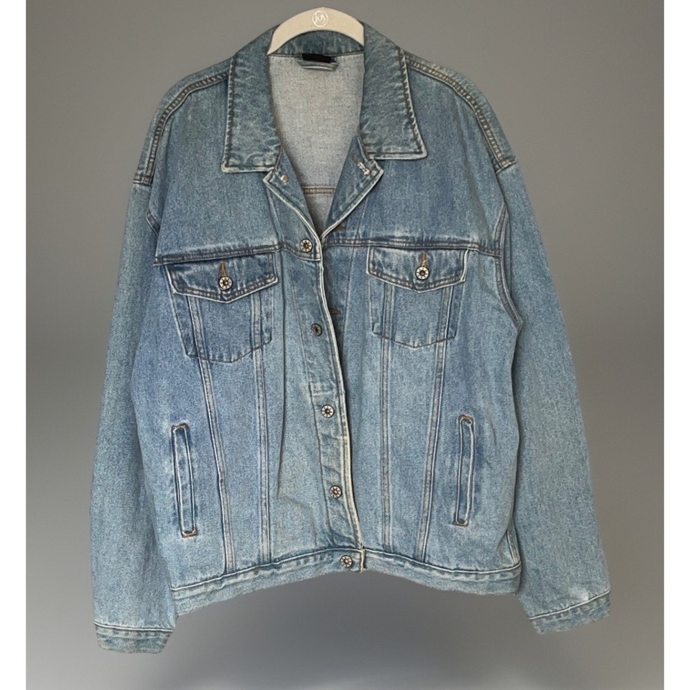 Betty Boop Vintage Denim Trucker Jacket XL‎ Diamond Dust Motorcycle - Picture 2 of 16